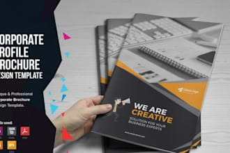 design company annual report bifold, adobe indesign corporate digital brochure