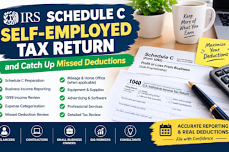 prepare irs schedule c self employed tax return and catch up missed deductions