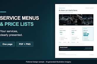 design a clear one page service menu or price list