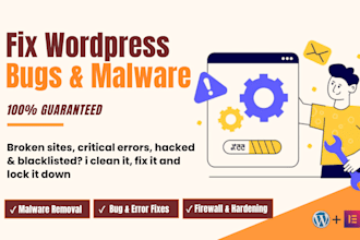 fix wordpress issues, bugs, debug errors, hacked malware removal, security
