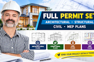 design full permit set architectural structural civil mep autocad plans USA