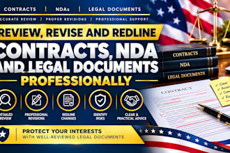 review, revise and redline contracts, nda and legal documents professionally