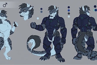 create a furry character reference sheet fursona ref sheet  anthro design