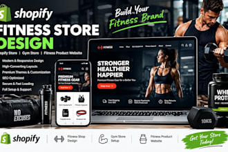design fitness shopify store, fitness gym store and fitness product website