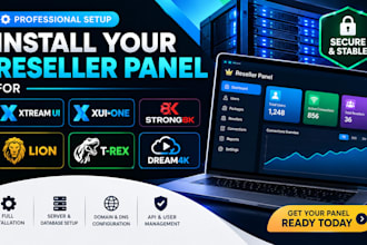install your reseller panel for xtreamui xuione, strong8k lion, trex, dream4k,