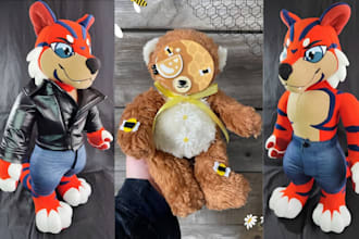 custom handcrafted animal personalized animal plush toy, handmade plushie