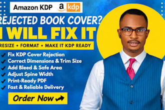 fix rejected amazon KDP book cover, resize and format
