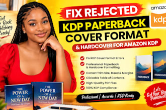 fix rejected amazon KDP book cover, resize and format