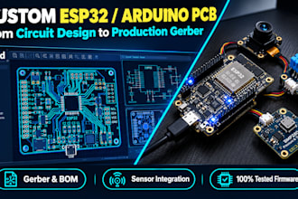 design and program a custom esp32 or arduino pcb with sensors and gerber