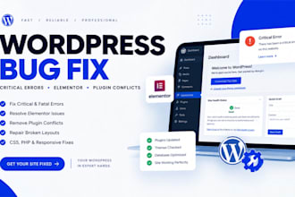 fix wordpress critical errors, elementor issues, bugs and broken wordpress sites