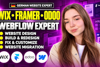 german wix framer odoo website, build fix migrate odoo website design webflow
