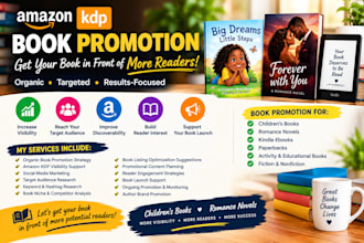 do organic amazon kdp book promotion, children or romance novel ebook marketing