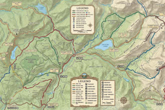 design a hiking trail map, nature trail, outdoor adventure map or park trail map