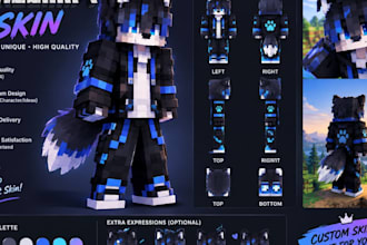 draw  a custom minecraft skin for your character high quality