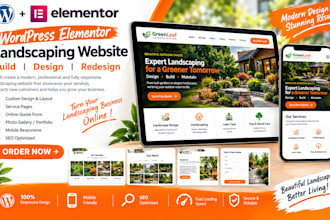 design a wordpress elementor landscaping website with quote form