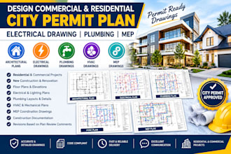 design commercial residential city permit plan electrical drawing plumbing mep