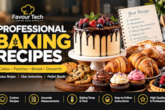 create professional baking recipes for cakes, pastries, desserts and bread