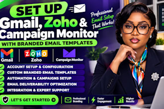 set up gmail zoho campaign monitor with branded email templates