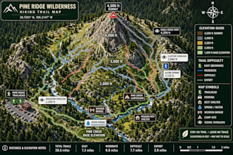 design isometric hiking trail map national park map tourism map