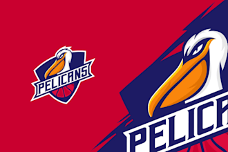 create a unique pelican mascot logo design
