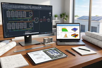 draft solar permit plan, sld, and autocad electrical layout