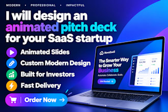 design an animated pitch deck for your saas startup, presentation design