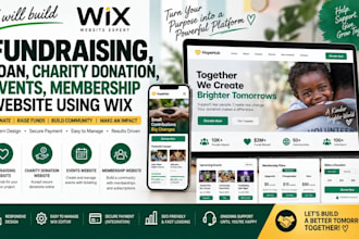 build fundrasing, loan, charity donation, events, membership website using wix
