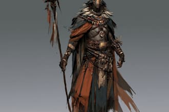 create a unique futuristic character design for games and projects