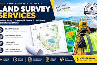 provide land surveyor boundary survey topographic survey land survey with stamp