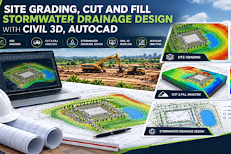 do site grading, cut and fill stormwater drainage design with civil 3d, autocad