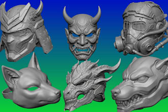 create custom 3d mask and helmet for cosplay, dj stl 3d printing