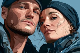 draw high realistic couple vector portrait from photo