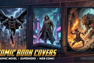 draw comic book cover illustration graphic novel superhero comic cover artwork