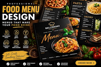design a modern resturant food menu,cafe menu, digital menu board