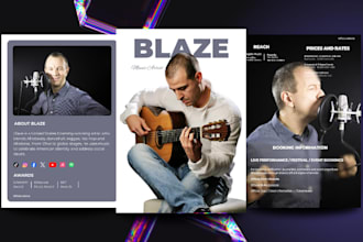 design a clickable artist press kit, music press kit, dj epk, one sheet