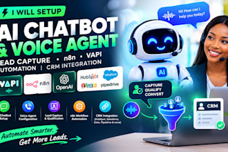 setup ai chatbot voice agent lead capture n8n vapi automation crm integration