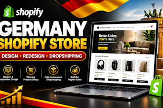 build germany shopify store design, redesign germany shopify dropshipping store