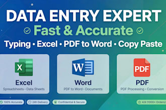 do accurate data entry typing work excel pdf to work