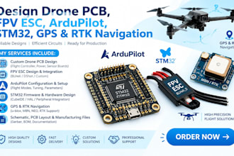 design drone pcb, fpv esc, ardupilot, stm32, gps and rtk navigation