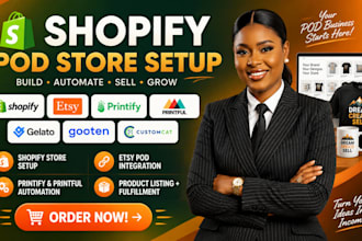 setup shopify etsy printify printful gelato gooten customcat automated pod store
