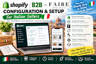 configure shopify b2b metaobject on faire wholesale account target italy sellers