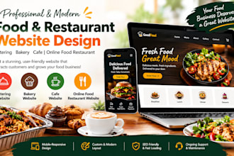 design food catering website, bakery, cafe and online food restaurant website