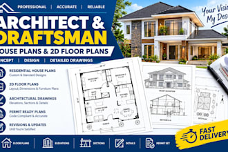 be your architect, draftsman for house plans, 2d floor plan blueprints
