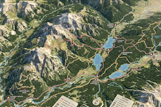 create hiking trail maps, ski maps and cycling route map