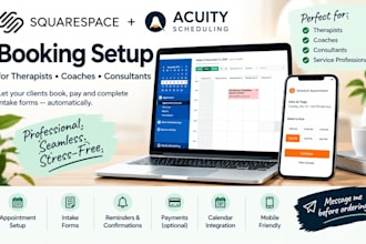 set up squarespace acuity booking for coaches and consultants website