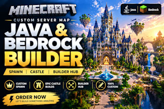 build custom minecraft server map java bedrock builder spawn castle builder hub