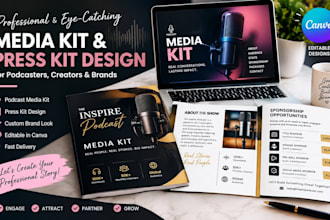 be your media kit designer, podcast shows media kit, press kit design in canva