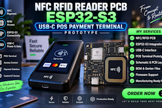 do nfc rfid reader pcb, esp32 s3, usb c pos payment terminal prototype