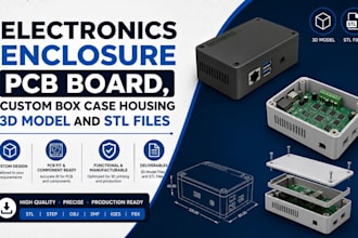 electronics enclosure pcb board, custom box case housing 3d model and stl files