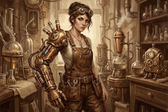 do character design, concept art, and splash art